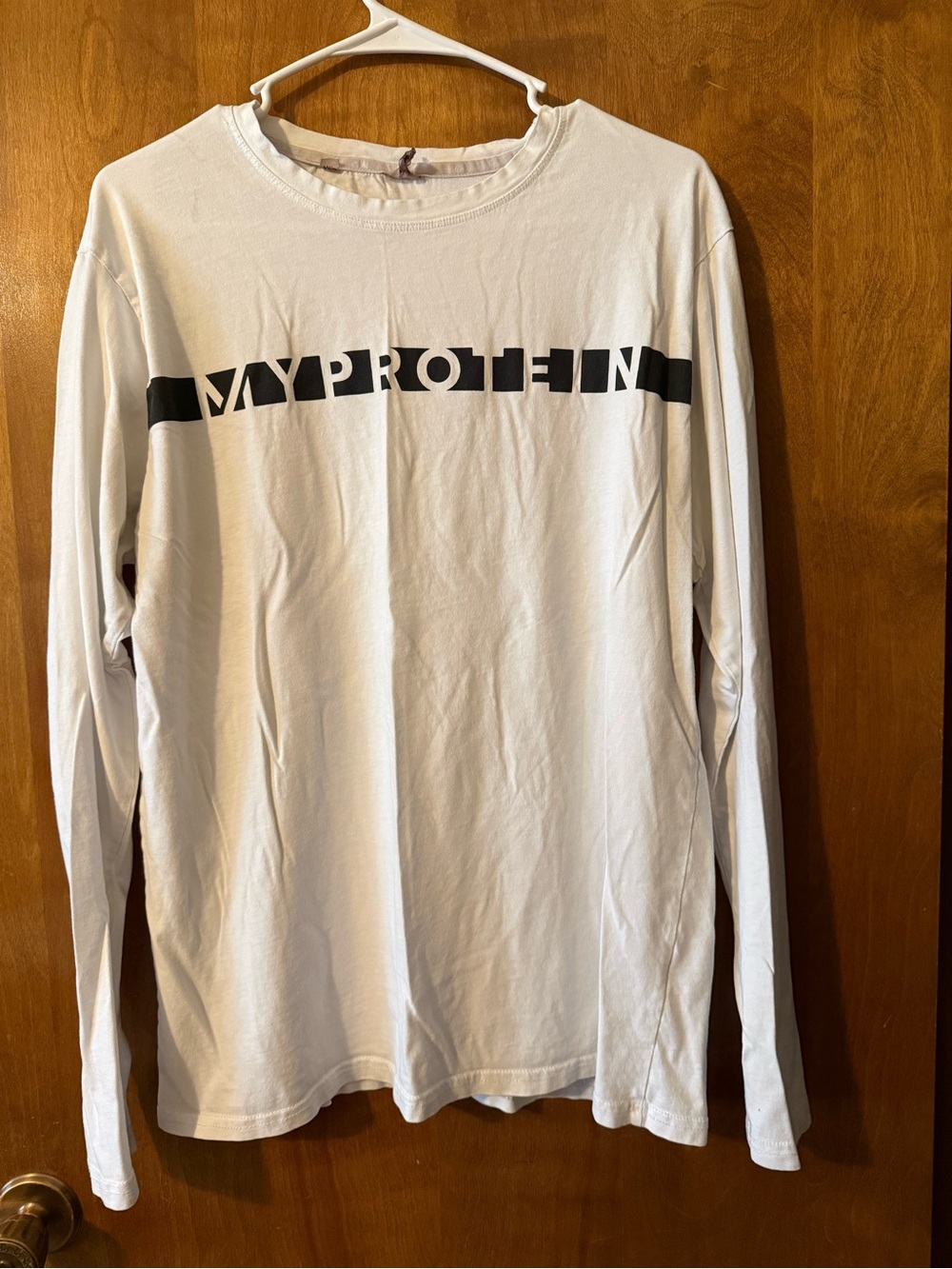 Men’s White 'MyProtein' Long-Sleeve Logo Crewneck Shirt